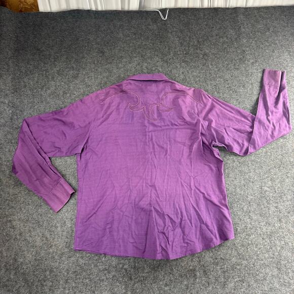 Western Rodeo Shirt Purple Pearl Snap Long Sleeve Arena‎ Shirt Cruel Girl L FLAW - Picture 2 of 10